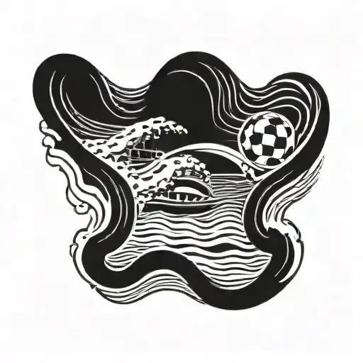 Two Waves Crashing Into A Soccer Field