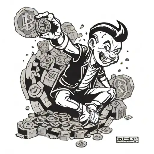 Richie Rich Playing With Bitcoins In Pool Of Money