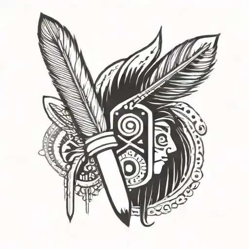 A Tattoo Of A Paintbrush And Palette With A Native American Pattern