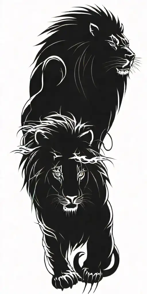 A Tattoo Design Combining Elements Of Itachi Uchiha And A Lion In A Japanese Style