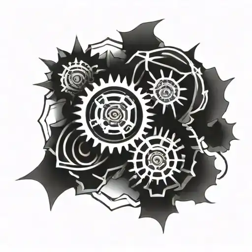 Mechanical Gears Forming A Rose Shape