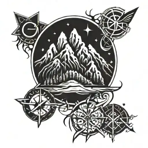 Ural's Mountain And Runes Back