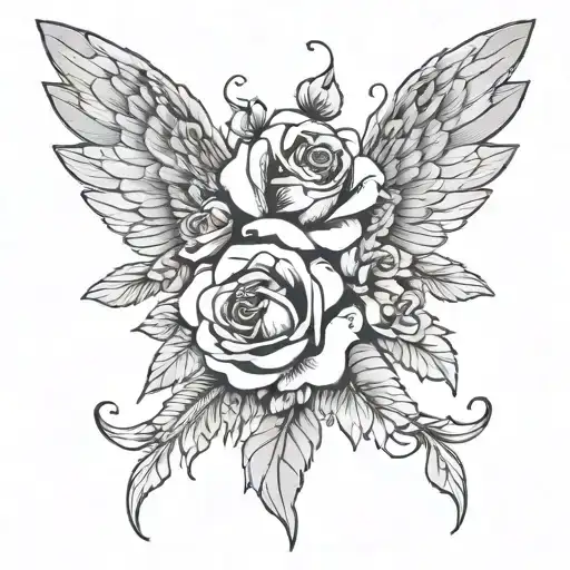 Angel Wings With Roses