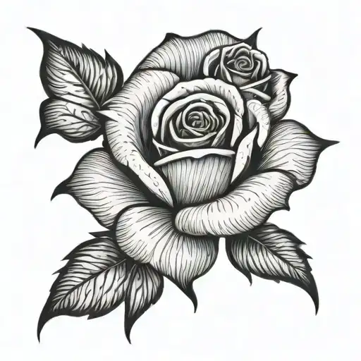 Rose Tattoo With 2 Date