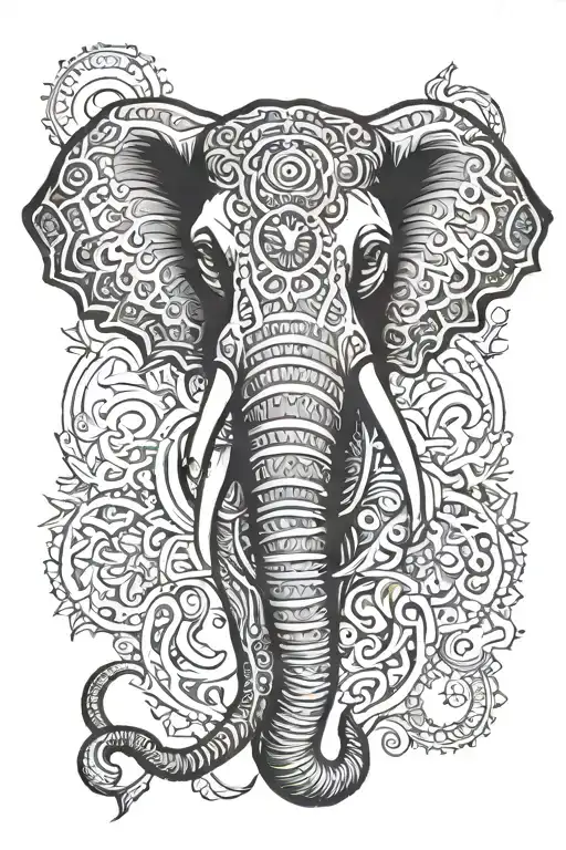 Elephant Head Tattoo Design