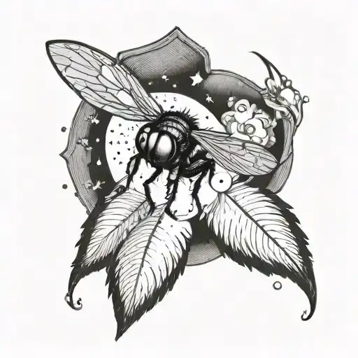 A Fly Top View And A Crescent Moon