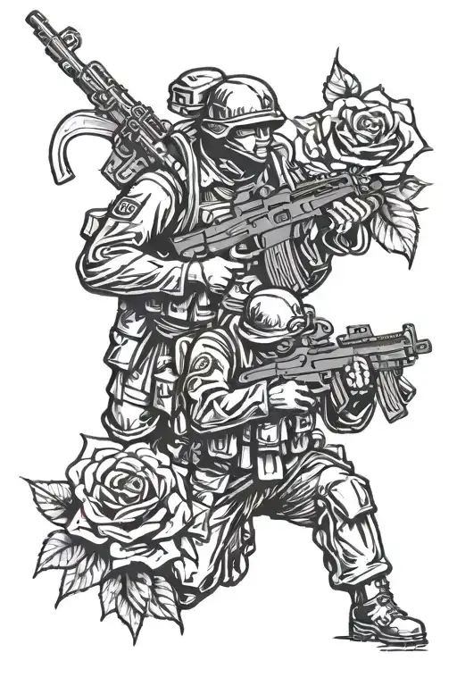 Panzergrenadier Troops With Black Roses