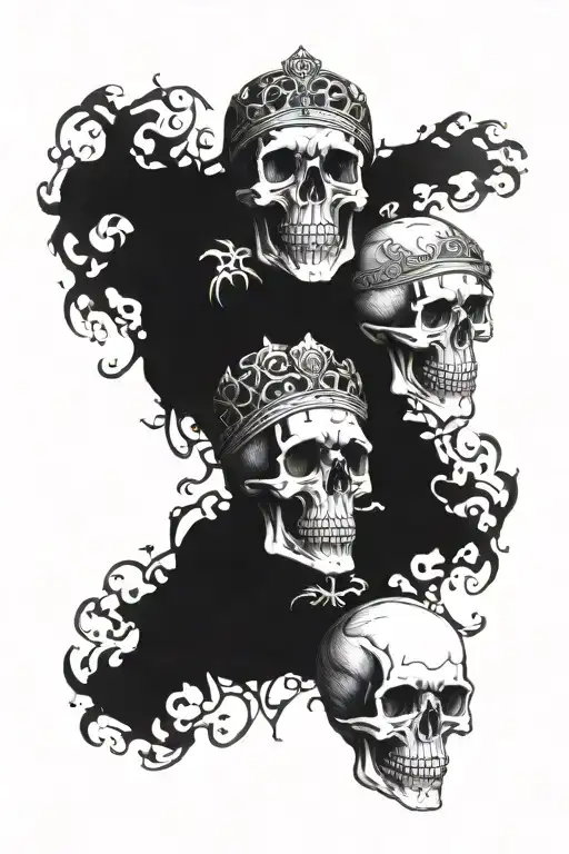 Skulls Of Kings Stacked In Black Color
