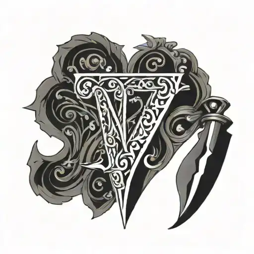 Letter M With Dagger Tail