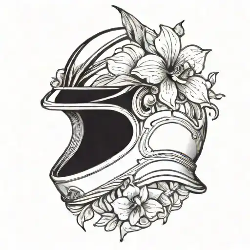 Simple Knight's Helmet Adorned By An Orchid