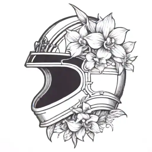 Simple Knight's Helmet Adorned By An Orchid