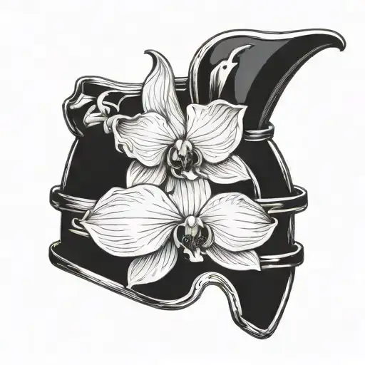 Knight's Helmet With Single Orchid Flower