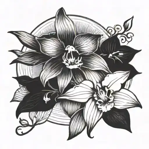 Orchid And Sun Setting