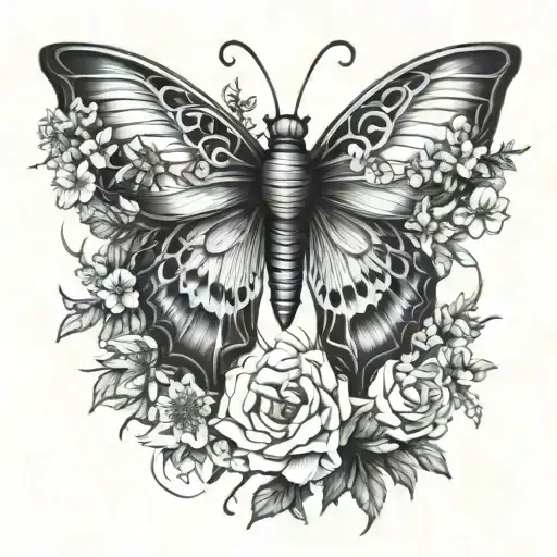 A Butterfly Transforming Into A Sword Surrounded By A Garden Of Flowers