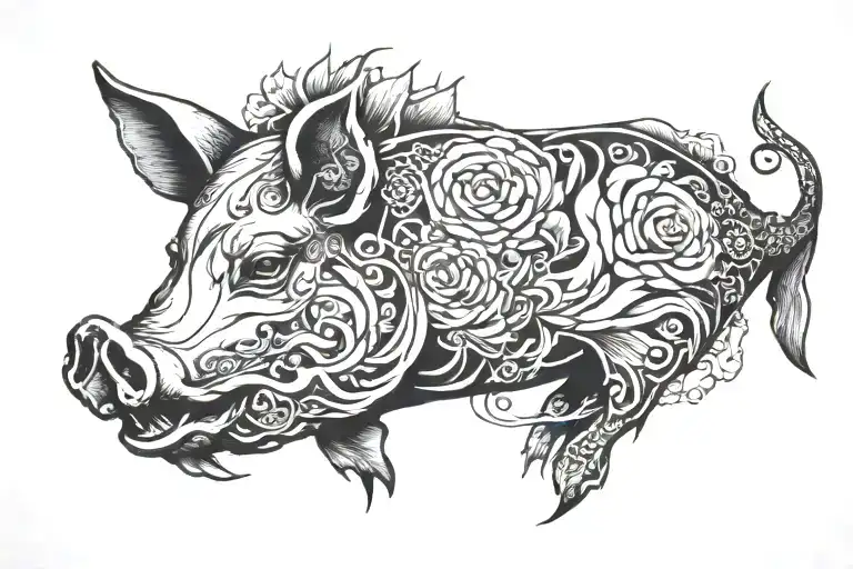 Pig Head Fish Body Black