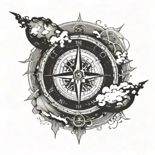 Compass With Specific Coordinates Surrounding And Earth Background