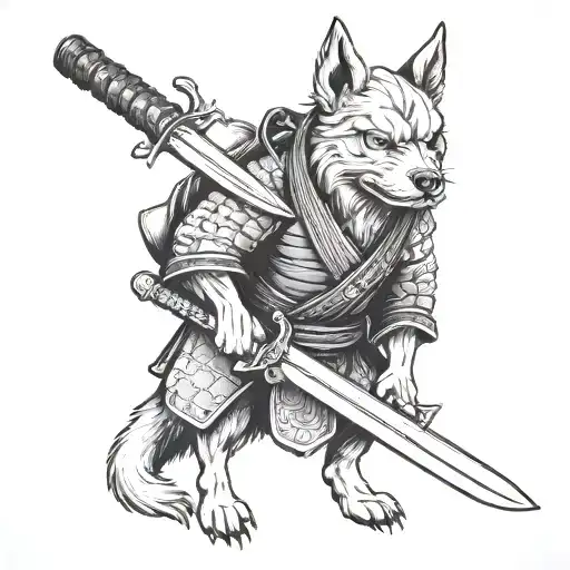 Samurai Dog Holding A Sword