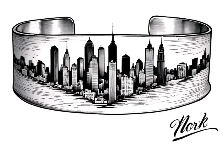 Bracelet Tattoo Depicting New York Skyline