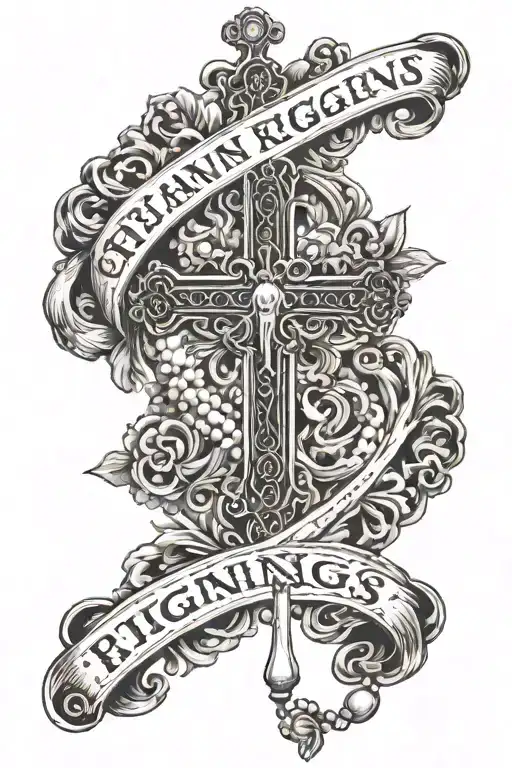 The Name Riggins With A Rosary Around It