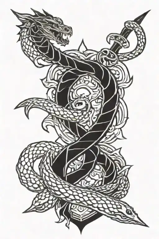 Dagger With Dragon And Snake