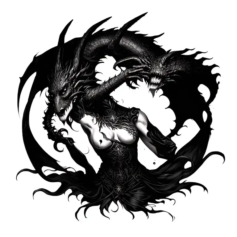 Female Fighting Dark Demons