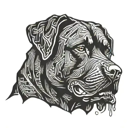 Rottweiler Named Creed Logo Integrated Circuitry Forming The Shape
