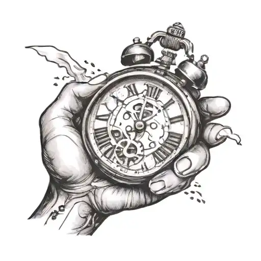 Child's Hand Crumbling Like Sand And Holding A Clock