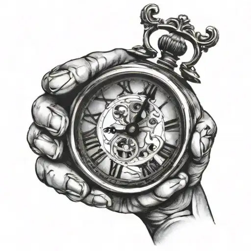 Child's Hand Holding A Clock