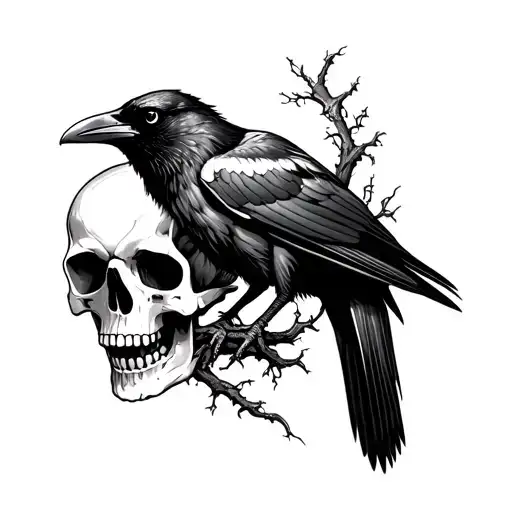 A Raven On A Skull