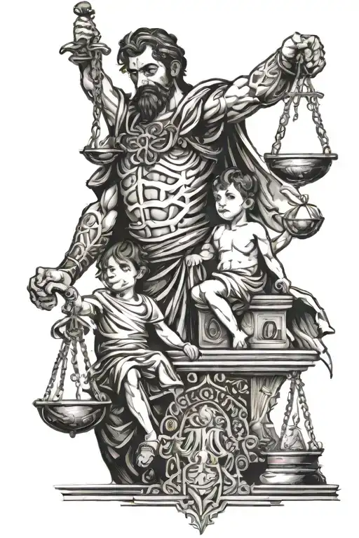 Justice And Father And Little Son