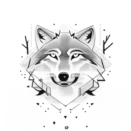 Silhouette Of A Wolf In A Forest At Night For An Upper Arm