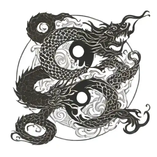 Dragon Smoke Making Ying Yang Symbol