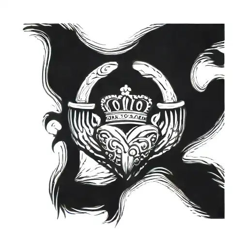 Realistic Claddagh Illustration Tattoo Ring