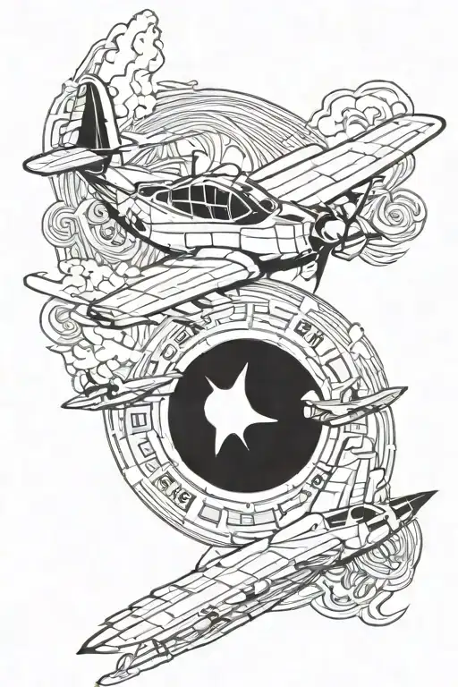 Half Sleeve Featuring Military Aviation E6b