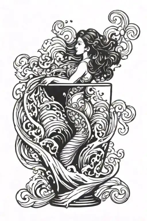 Aquarius Zodiac Sign Vase Water Waves Flowing