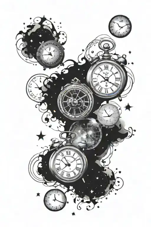 4 Clocks With Galaxy In The Background Black
