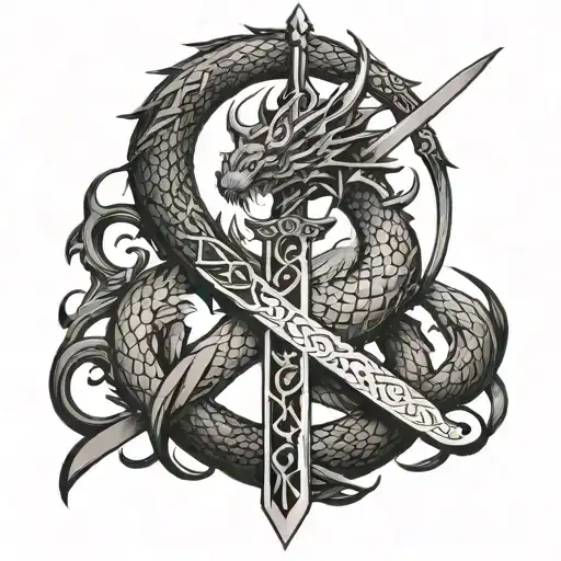 Dragon Sword Infinite Symbol Intertwined