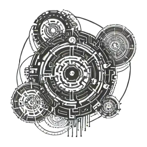 Cyberpunk Circle Pattern Incorporating Elements Of Circuit Board