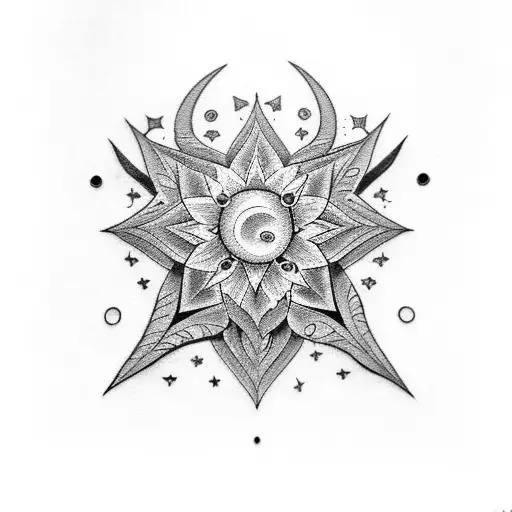Small Capricorn Zodiac Flower And Star Design