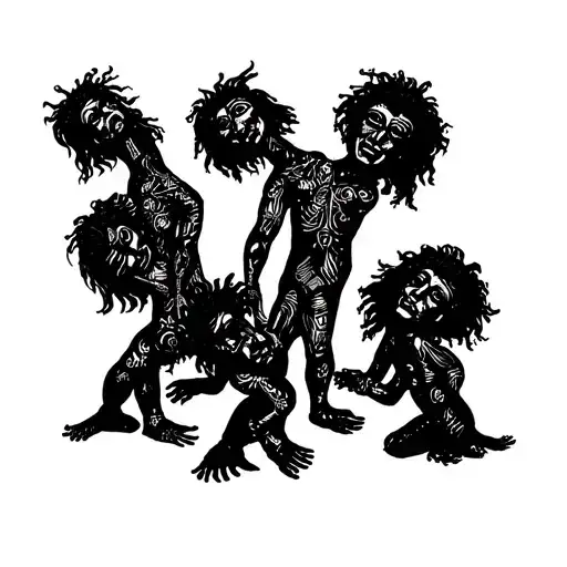 Theater With Black Puppets Representing A Mythological Event