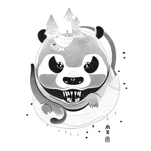 A Panda And A Dinosaur And A Cat