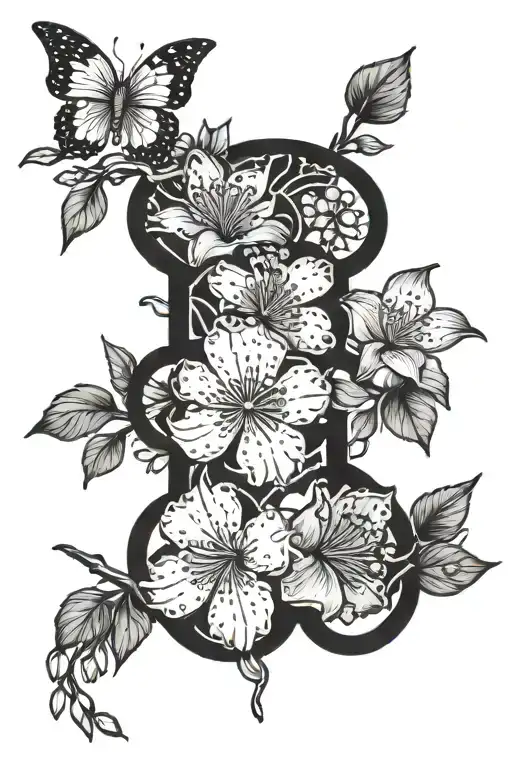 A Tattoo Design Combining Elements Of Bts And Cherry Blossoms To Symbolize Love And Beauty