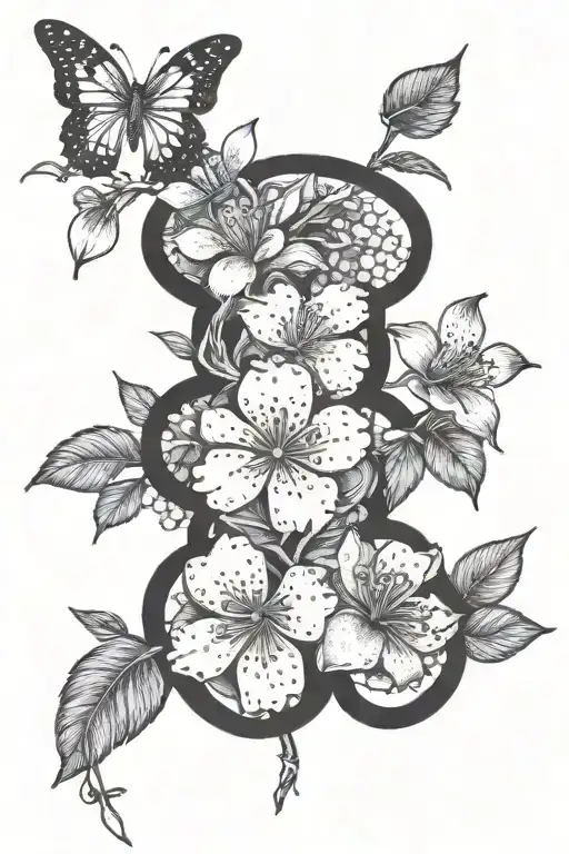 A Tattoo Design Combining Elements Of Bts And Cherry Blossoms To Symbolize Love And Beauty