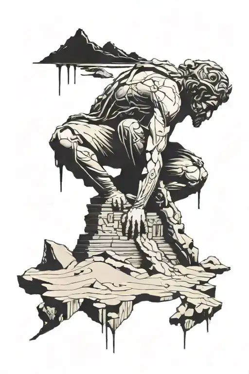 Broken Statute In Desert Sinking Into Sand