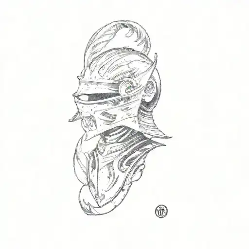 A Knight's Helmet With Orchid Emblem