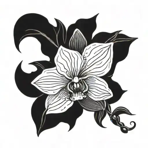 Flat Orchid Flower Emblem