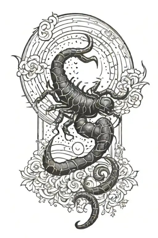 Scorpio Sign On Taurus Constilation With Moon Stars Surrounding