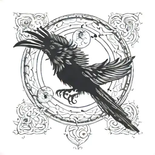 Raven Flying Towards The Sun