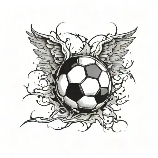 Broken Soccer Ball With Hellish Wings