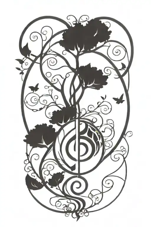 A Simple Circle With A Simple Tree Of Life Integrated With A Simple Treble Clef Inside The Circle